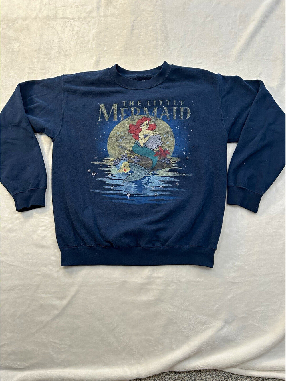 Disney Adult The Little Mermaid Ariel Blue Graphic Crewneck Sweatshirt M